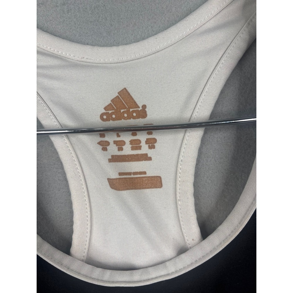 Adidas ClimaCool Racerback Tank Top Black White Stripes Shelf Bra Womens Large - Picture 4 of 6